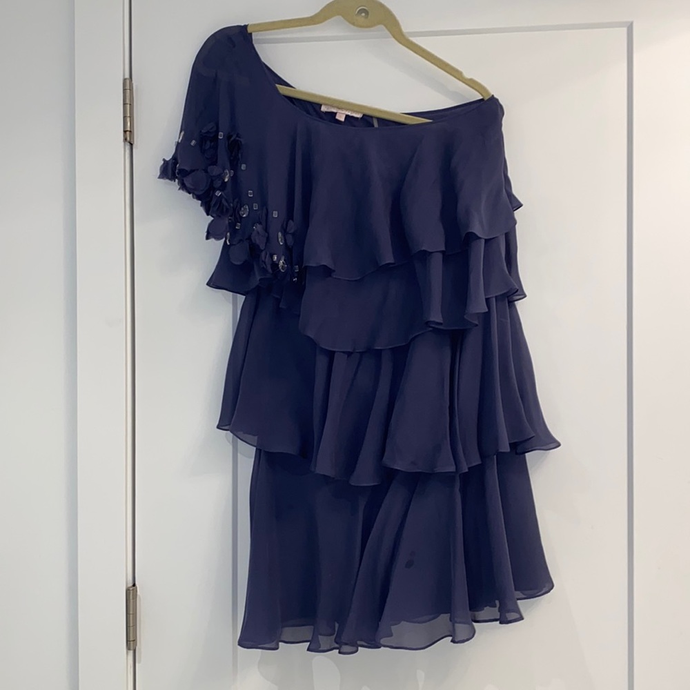Rebecca Taylor one shoulder ruffle mini dress